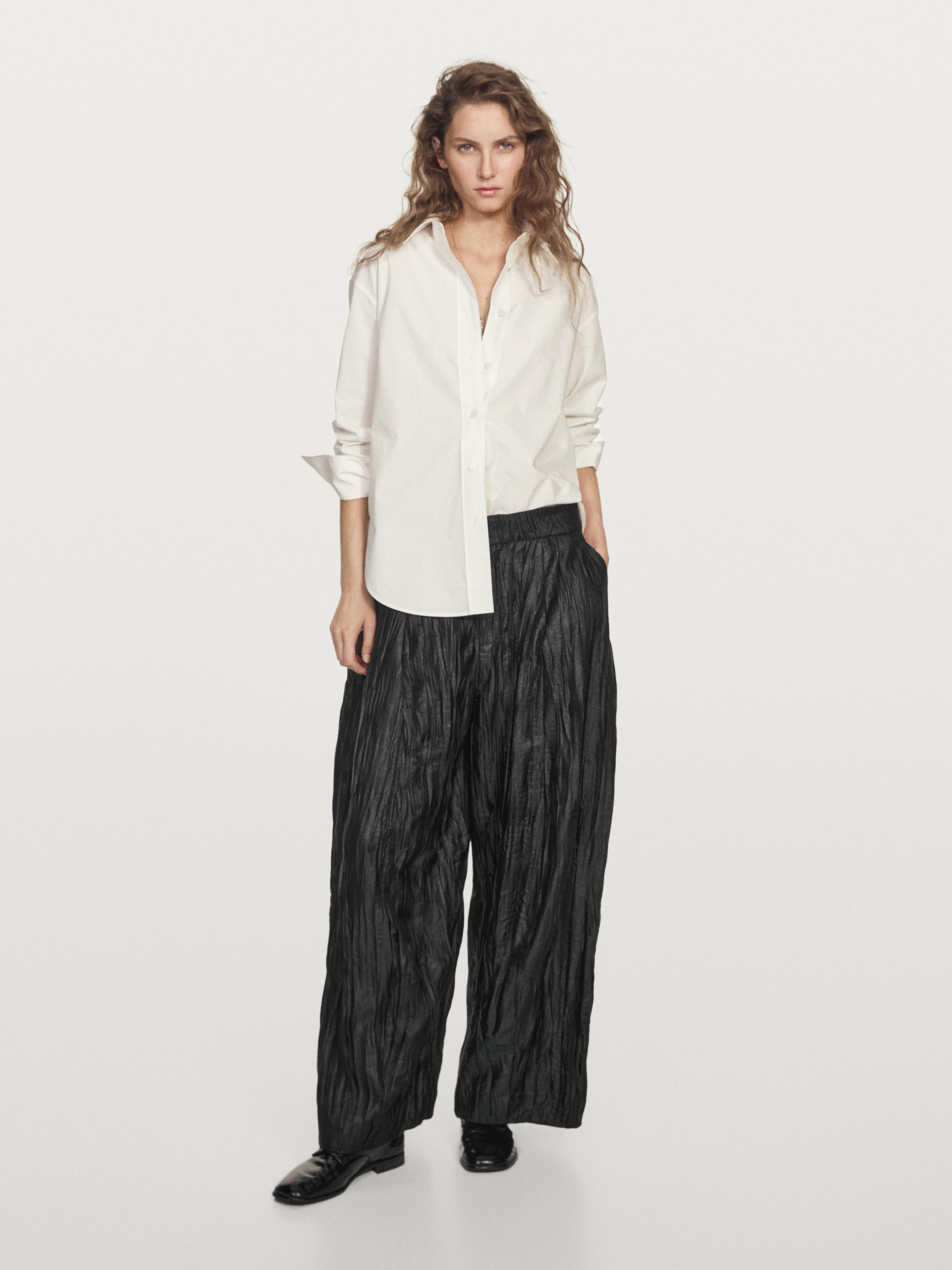Creased pleated-effect wide-leg trousers